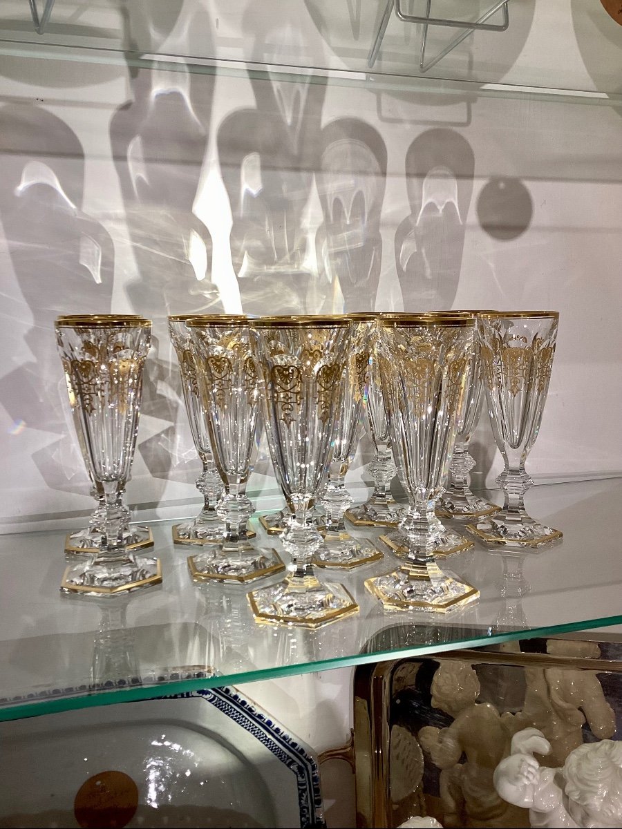 Baccarat Harcourt Empire. Set Of 12 Champagne Flutes. -photo-2