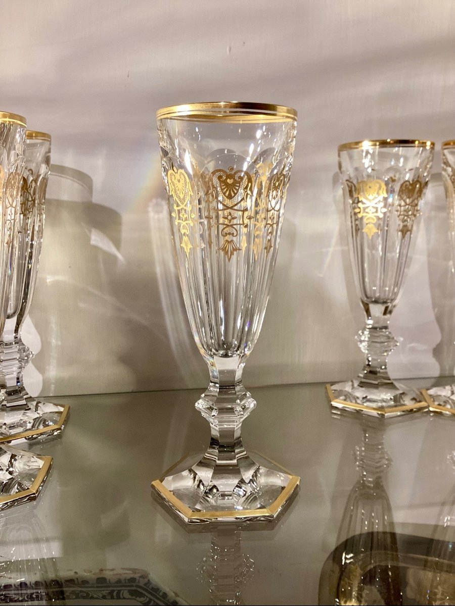 Baccarat Harcourt Empire. Set Of 12 Champagne Flutes. -photo-4