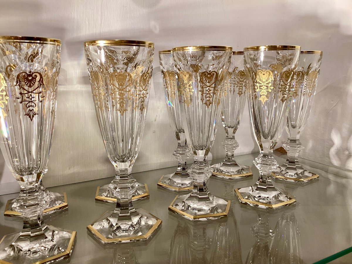 Baccarat Harcourt Empire. Set Of 12 Champagne Flutes. -photo-3