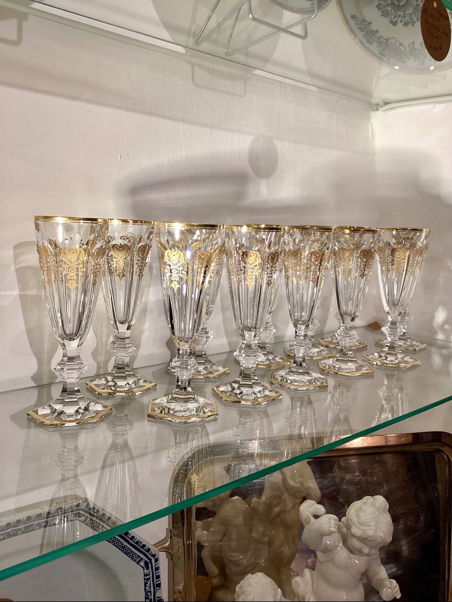 Baccarat Harcourt Empire. Set Of 12 Champagne Flutes. -photo-6