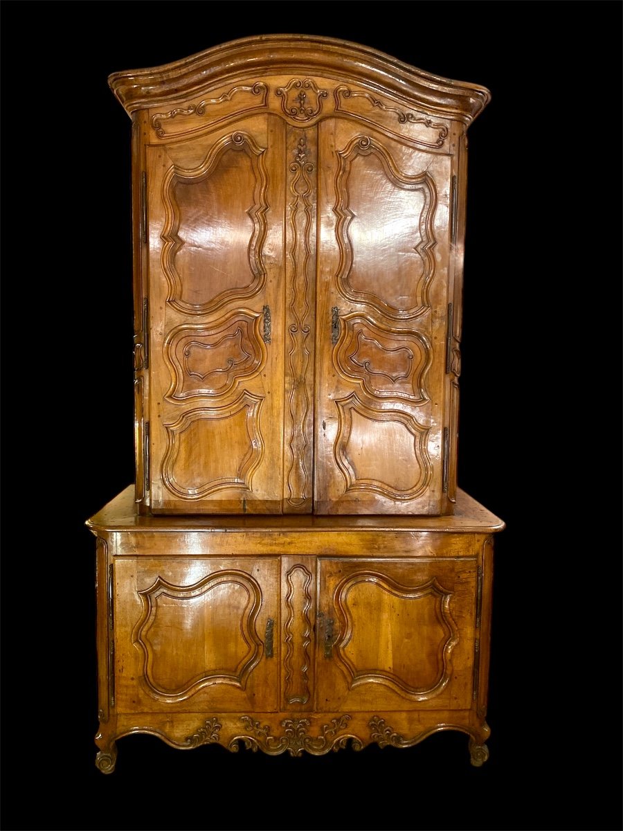 Louis XV Two-body Buffet In Walnut. -photo-2