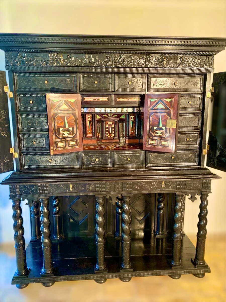 Large 17th Century Ebony Cabinet.  