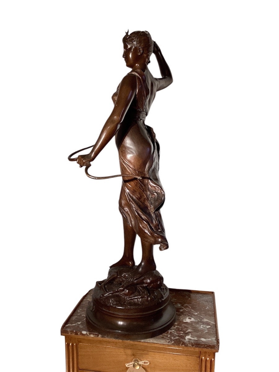 Henri-louis Levasseur. "diana The Huntress". Height 72cm. -photo-5