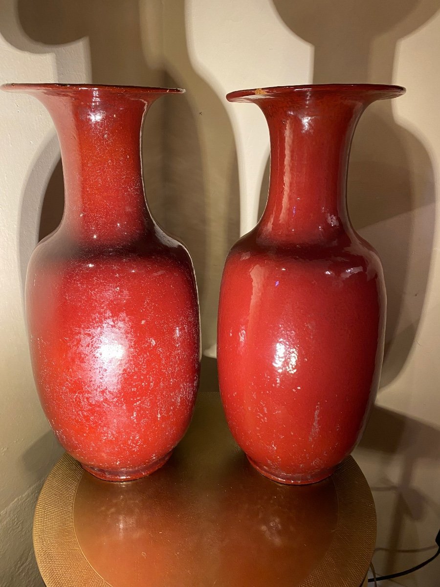 Paire De Vases En Grès émaillé. -photo-8