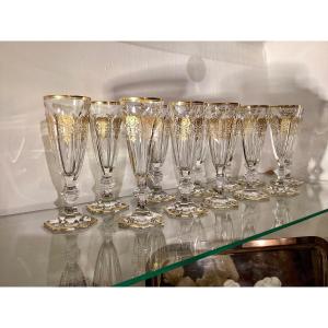 Baccarat Harcourt Empire. Set Of 12 Champagne Flutes. 