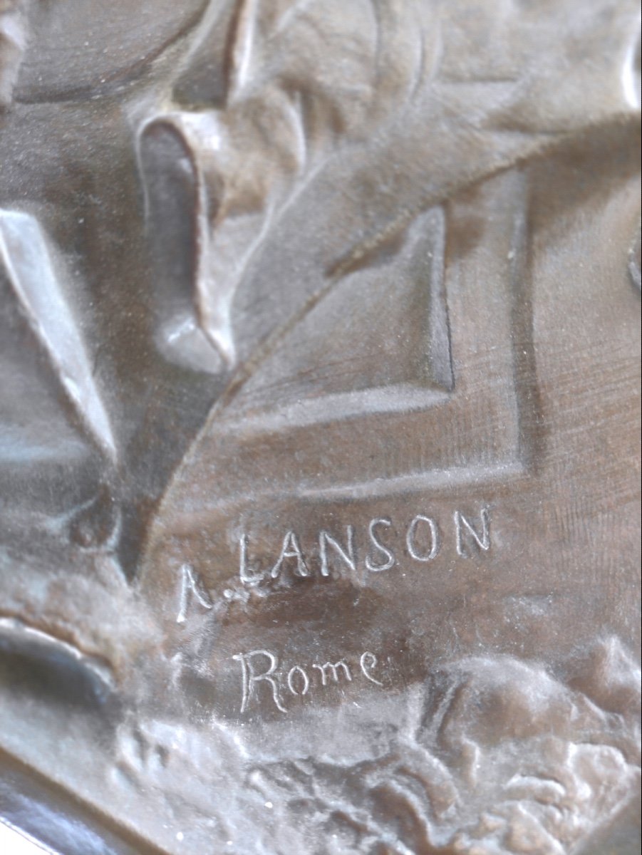 Bas Relief Salammbô. Bronze Signed A. Lanson (1851 - 1898) Ferdinand  Barbedienne. Orientalism 62 Cm-photo-4