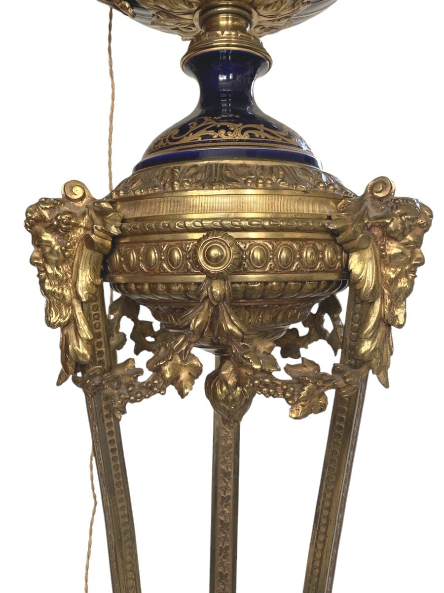 St L XVI Sevres Floor Lamp (manner Of) Porcelain & Gilt Bronze. Signed Poitevin Circa 1880-photo-4