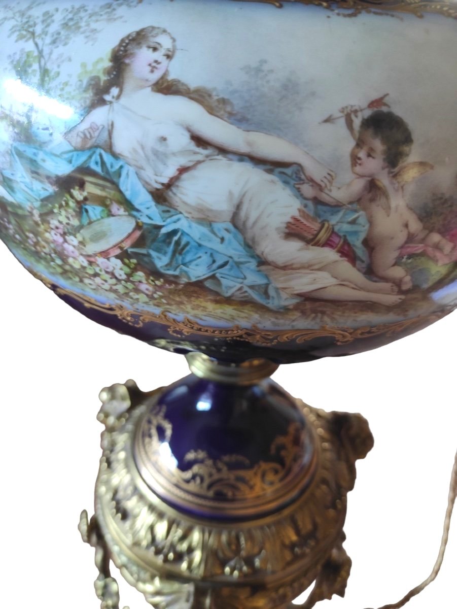 St L XVI Sevres Floor Lamp (manner Of) Porcelain & Gilt Bronze. Signed Poitevin Circa 1880-photo-5