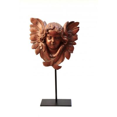 Cherub. Head Of Winged Angel. XVIII ° Century.
