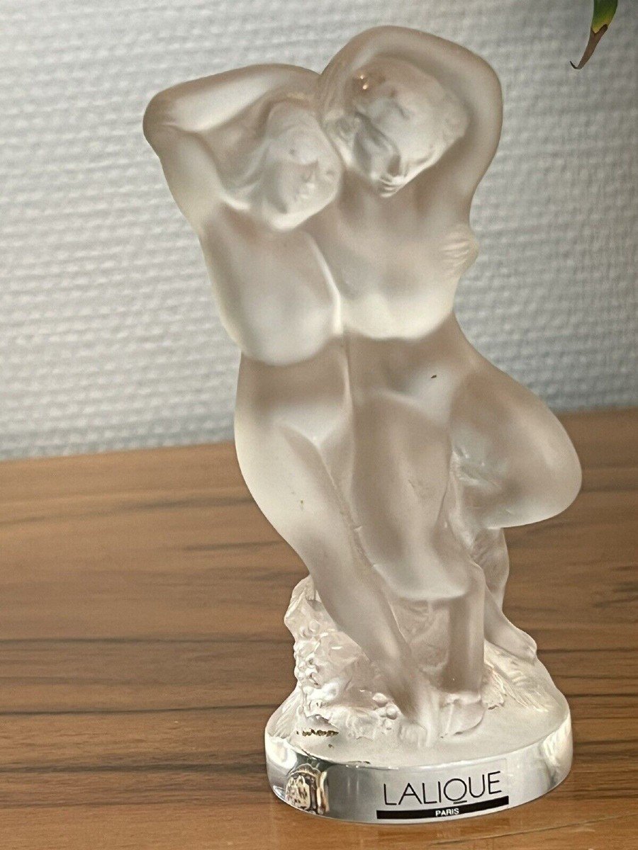 Lalique Crystal Woman And Fauna Statuette 