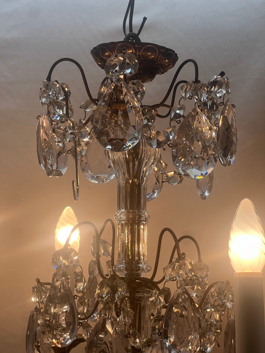 Ref 74 / Nap III Bronze Chandelier 4 Lights / Redone New-photo-1