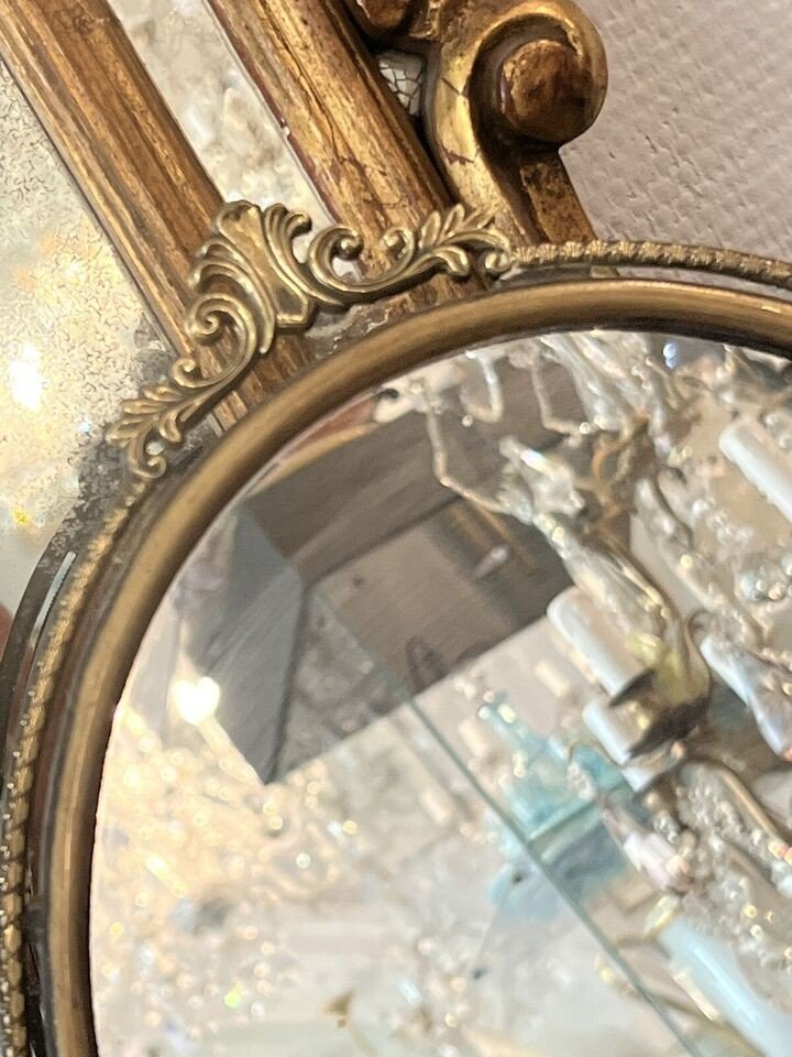 Psyché , Miroir De Table En Bronze Doré, De Style Louis XV Rocaille XX Em-photo-5