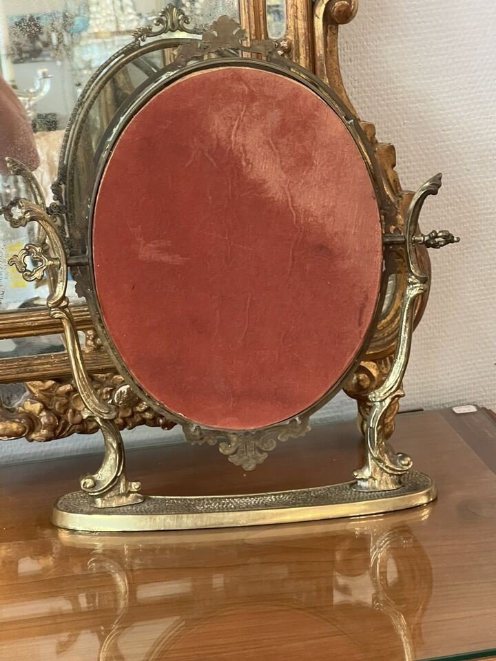 Psyché , Miroir De Table En Bronze Doré, De Style Louis XV Rocaille XX Em-photo-6