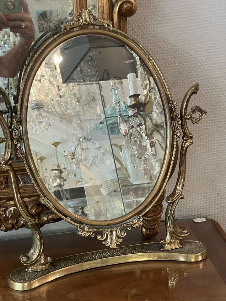 Psyché , Miroir De Table En Bronze Doré, De Style Louis XV Rocaille XX Em