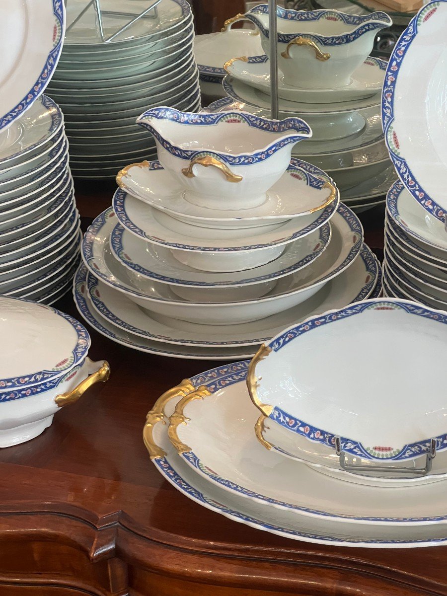  Art Deco Limoges Porcelain Dinner Service 72 Pieces-photo-4