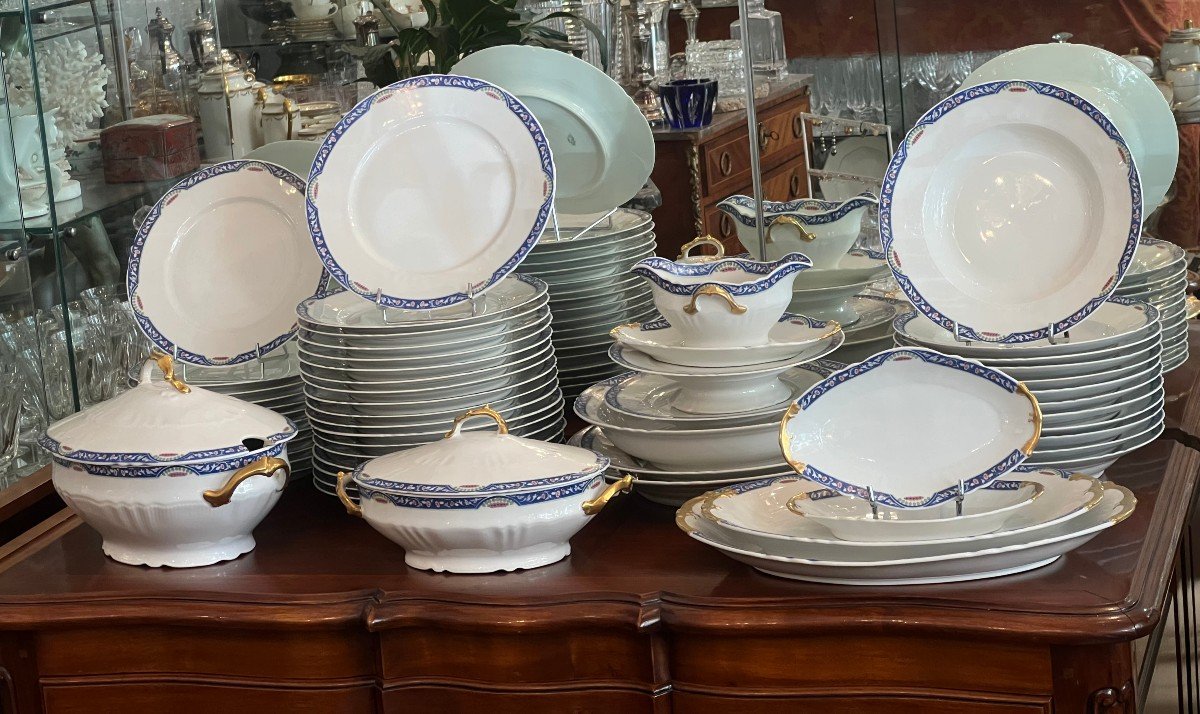  Art Deco Limoges Porcelain Dinner Service 72 Pieces