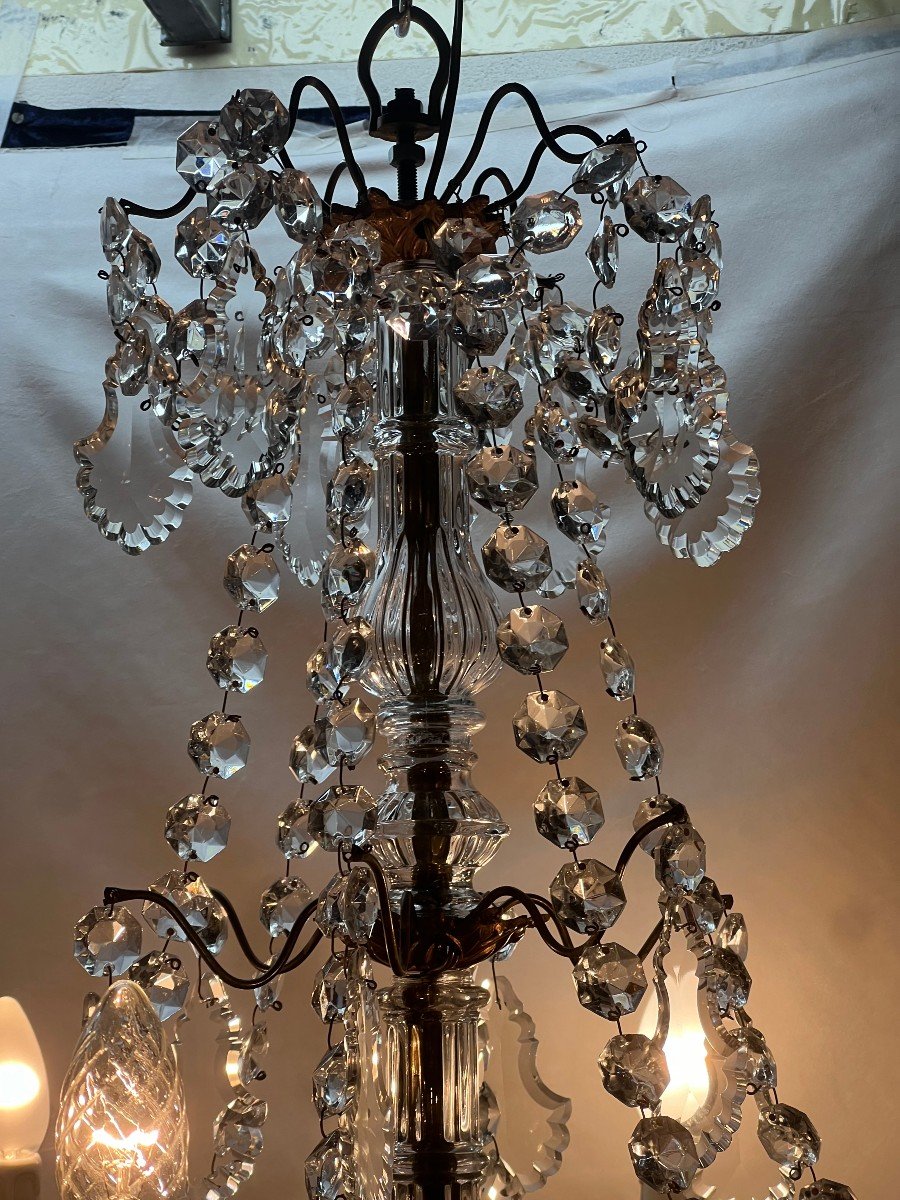 Ref 80 / Bronze Nap III Chandelier With Tassels 6 Lights / Refurbished-photo-2