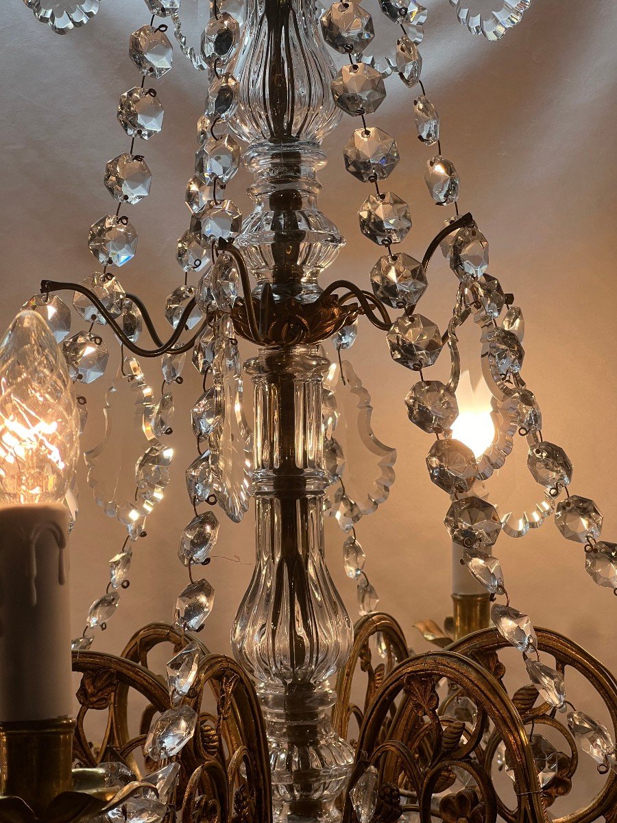 Ref 80 / Bronze Nap III Chandelier With Tassels 6 Lights / Refurbished-photo-3