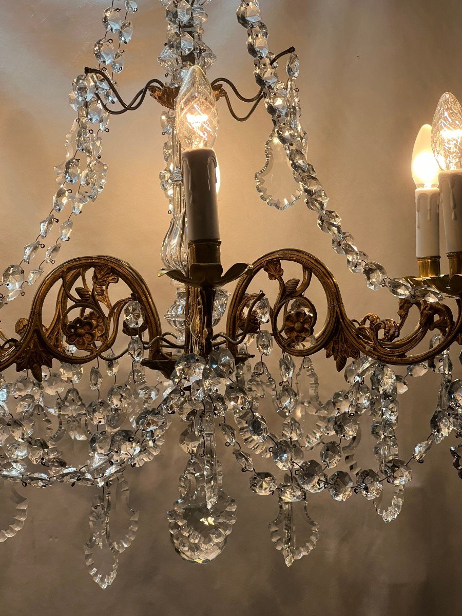 Ref 80 / Bronze Nap III Chandelier With Tassels 6 Lights / Refurbished-photo-8