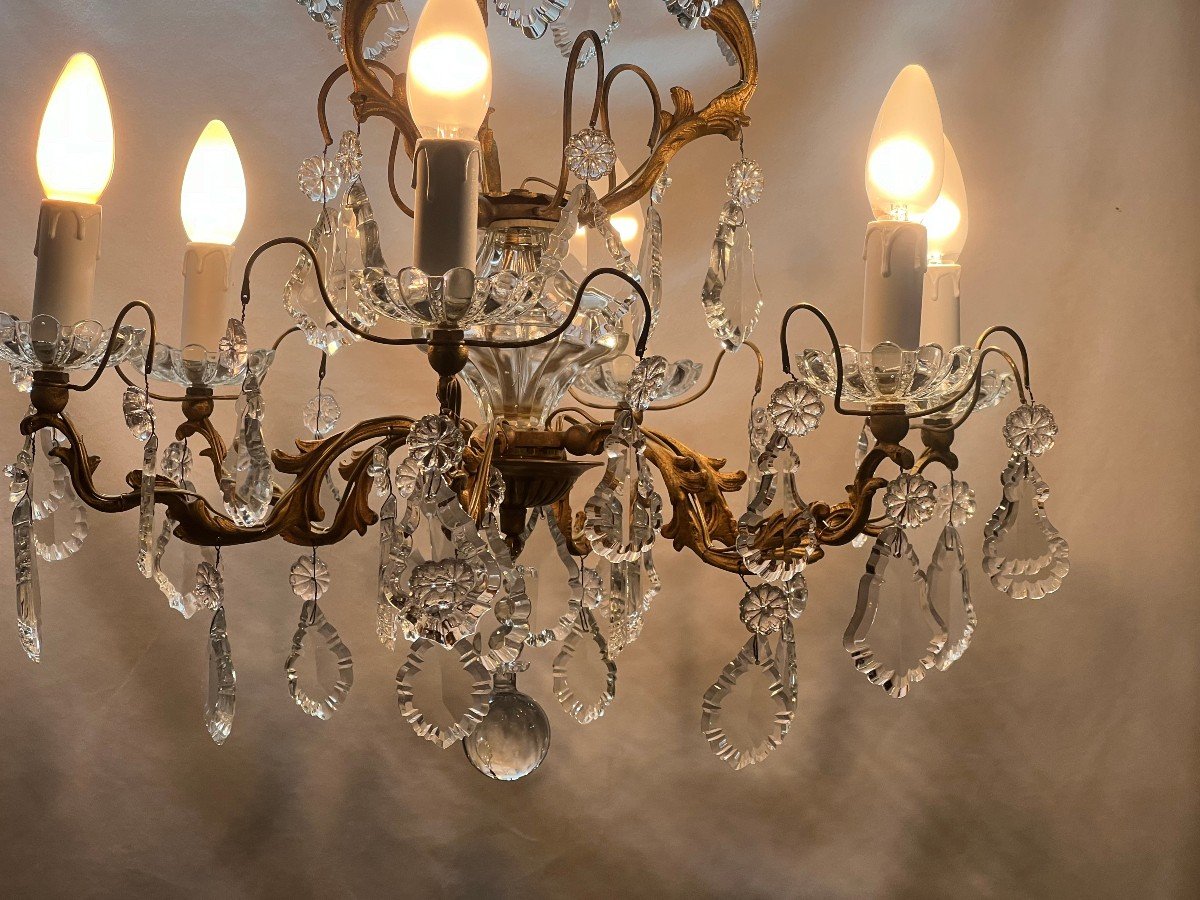 Ref 87/ Chandelier Crystal Tassels Bronze 6 Lights / Refurbished-photo-1