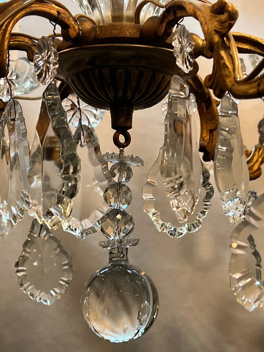 Ref 87/ Chandelier Crystal Tassels Bronze 6 Lights / Refurbished-photo-7