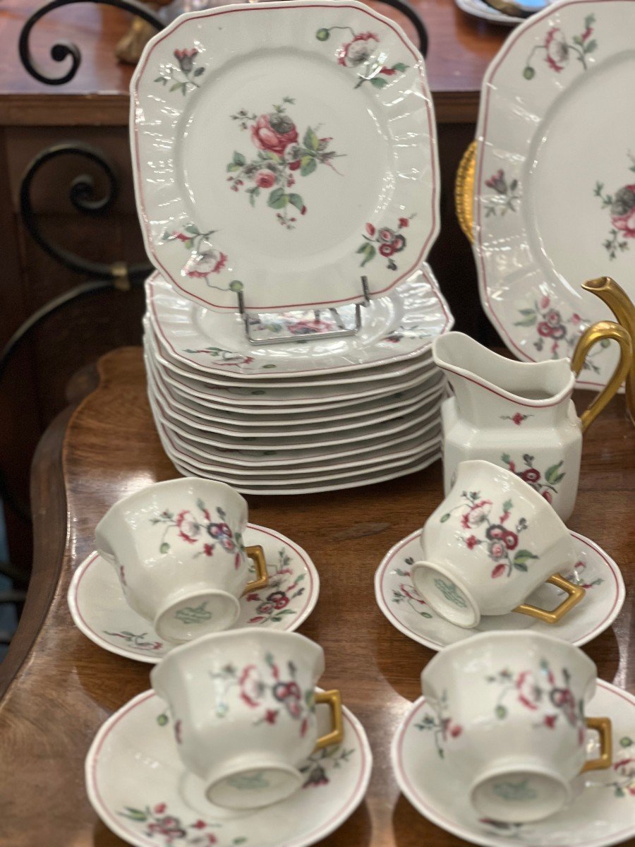 Limoges  / Charles Ahrenfeldt Service  Thé  Ou Café Et Dessert / Decor Floral Dorure 39 P-photo-3