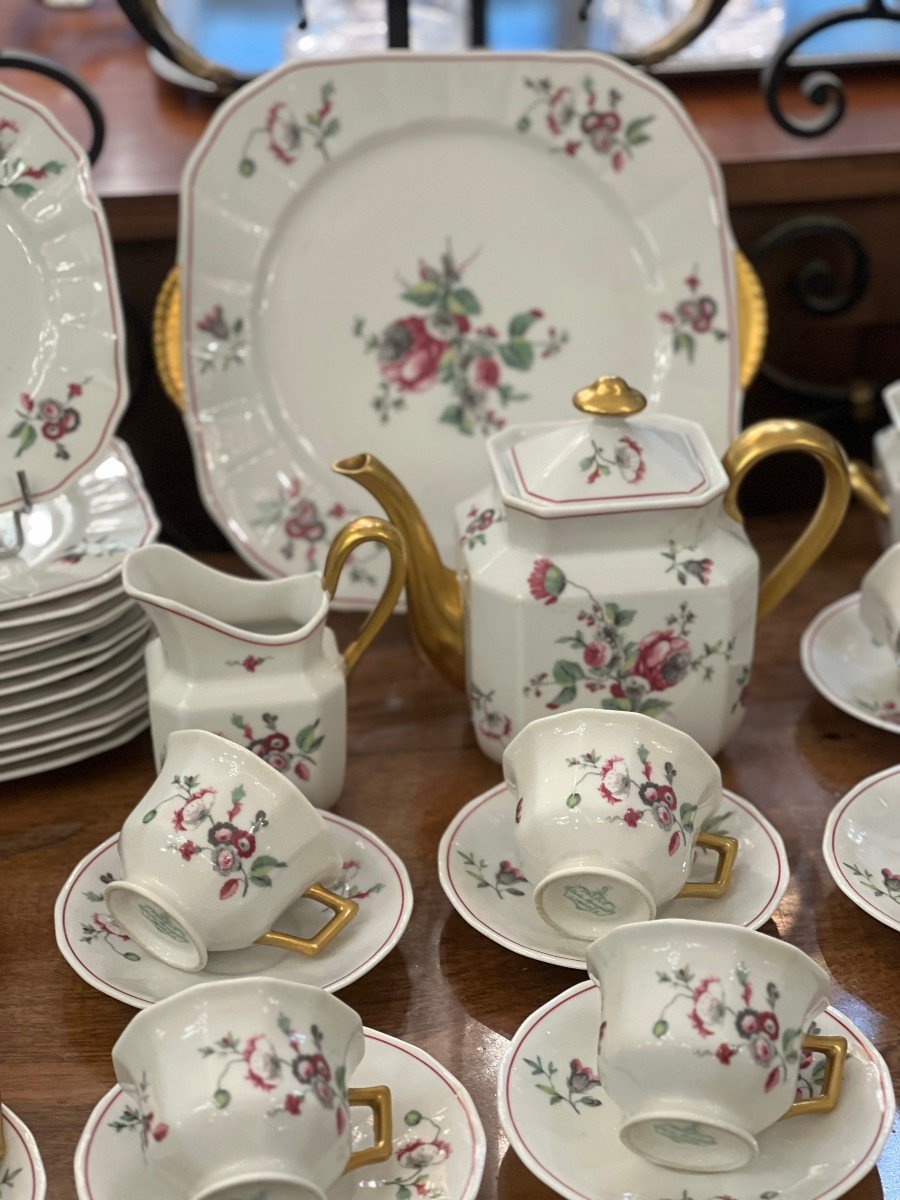 Limoges  / Charles Ahrenfeldt Service  Thé  Ou Café Et Dessert / Decor Floral Dorure 39 P-photo-4