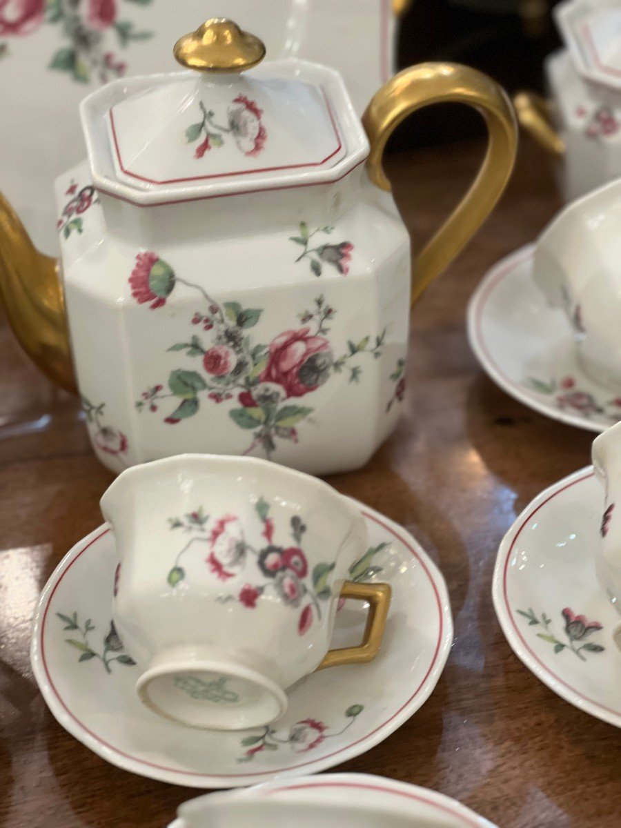 Limoges  / Charles Ahrenfeldt Service  Thé  Ou Café Et Dessert / Decor Floral Dorure 39 P-photo-5