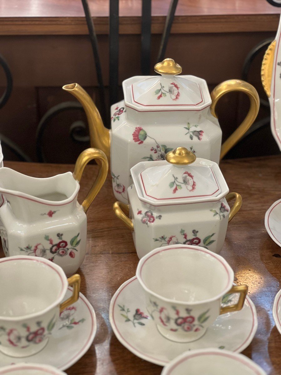 Limoges  / Charles Ahrenfeldt Service  Thé  Ou Café Et Dessert / Decor Floral Dorure 39 P-photo-7