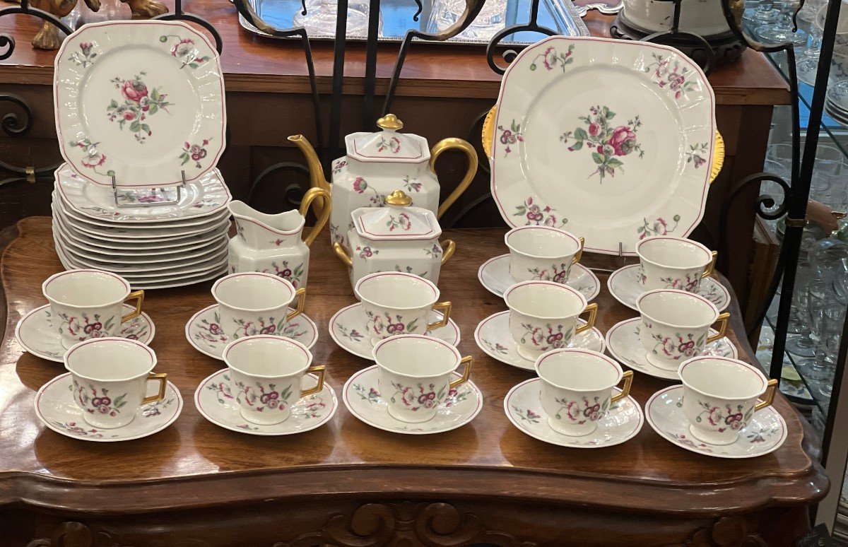 Limoges / Charles Ahrenfeldt Tea Or Coffee And Dessert Service / Floral Decor Gilding 39 P