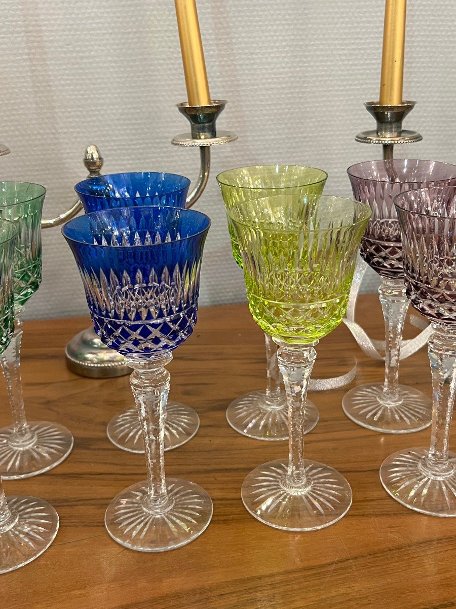 12 Verres  En Cristal De Couleur, Roemer Cristallerie De Lorraine-photo-2