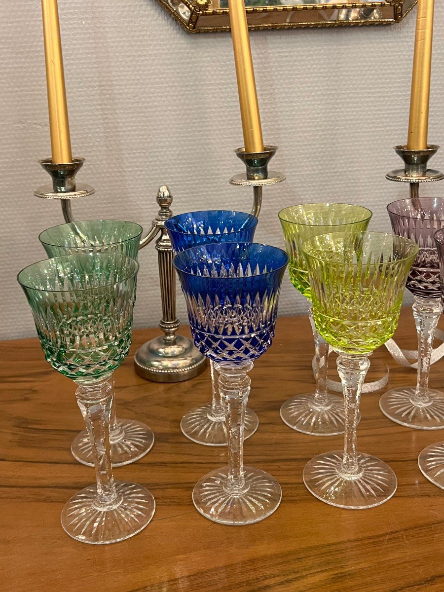 12 Verres  En Cristal De Couleur, Roemer Cristallerie De Lorraine-photo-4