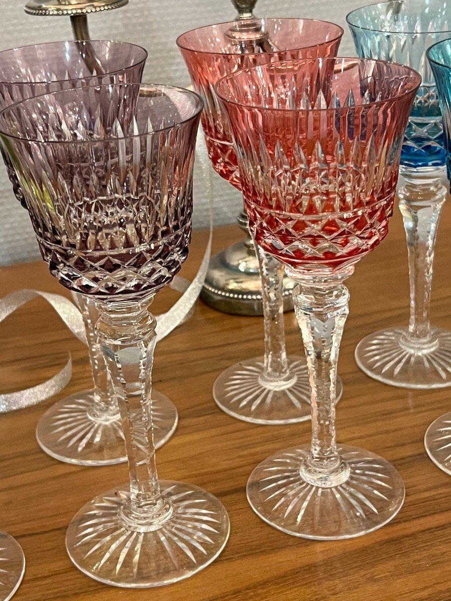 12 Verres  En Cristal De Couleur, Roemer Cristallerie De Lorraine-photo-7