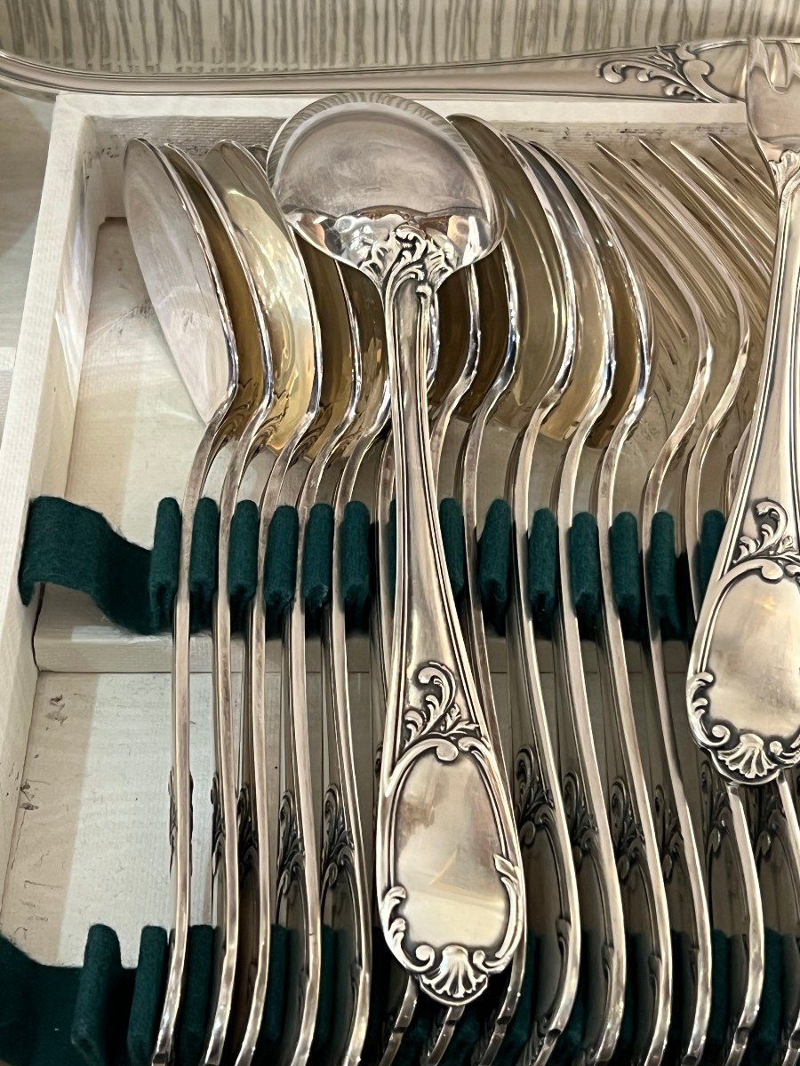 Silver Metal Cutlery Set Rocaille Model 37 P-photo-1