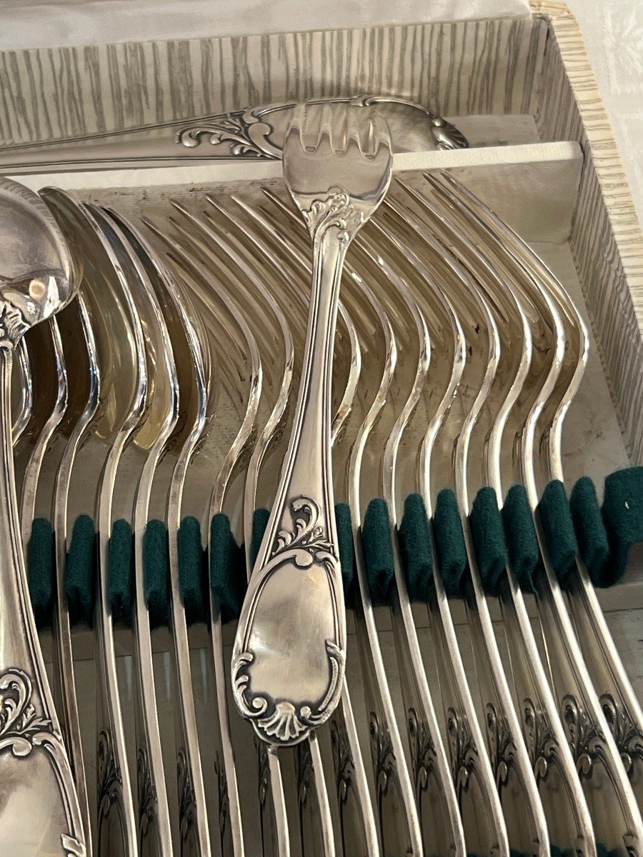 Silver Metal Cutlery Set Rocaille Model 37 P-photo-2