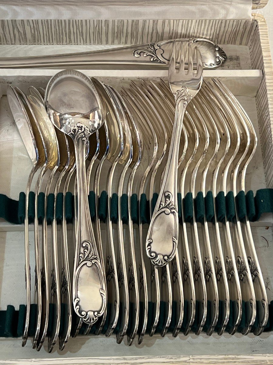 Silver Metal Cutlery Set Rocaille Model 37 P-photo-5