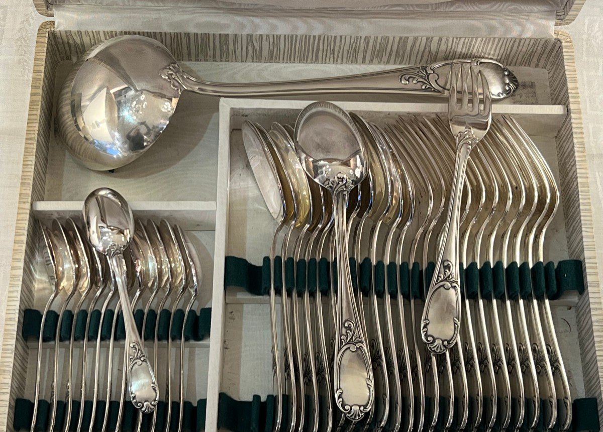 Silver Metal Cutlery Set Rocaille Model 37 P