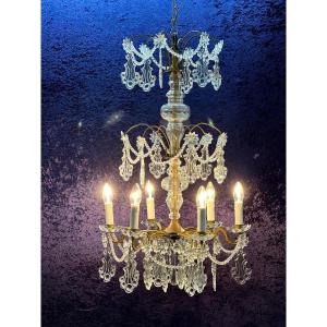 Chandelier Pampilles Crystal Bronze 6 Lights / Refurbished