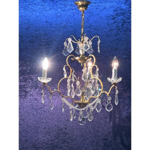 Bronze Crystal Pendant Chandelier 3 Lights / Refurbished