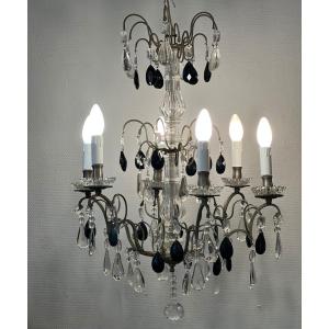 Chandelier 6 Lights Pampilles Black