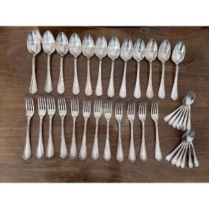 Menagere 36 P Christofle Silver Metal Spatours Model