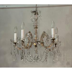 Ref 70 / Murano Chandelier 5 Lights /refurbished