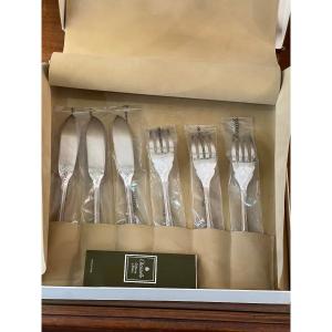 Christofle / Silver Metal Fish Cutlery Model Marly / New Condition +