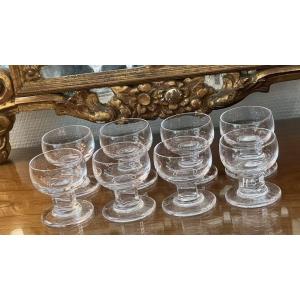 Sevres /  Serie De 8 Verres 8 Cm Art Deco Cristal Signe 