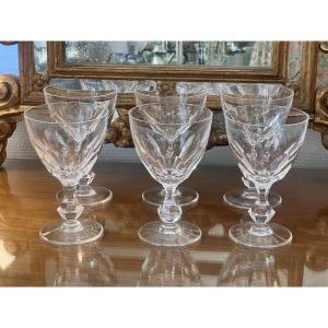 Sevres / Serie De 6 Verres A Vin 15 Cm / Cristal Signe