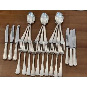  Christofle Art Deco Boreal Silver Metal Cutlery Set