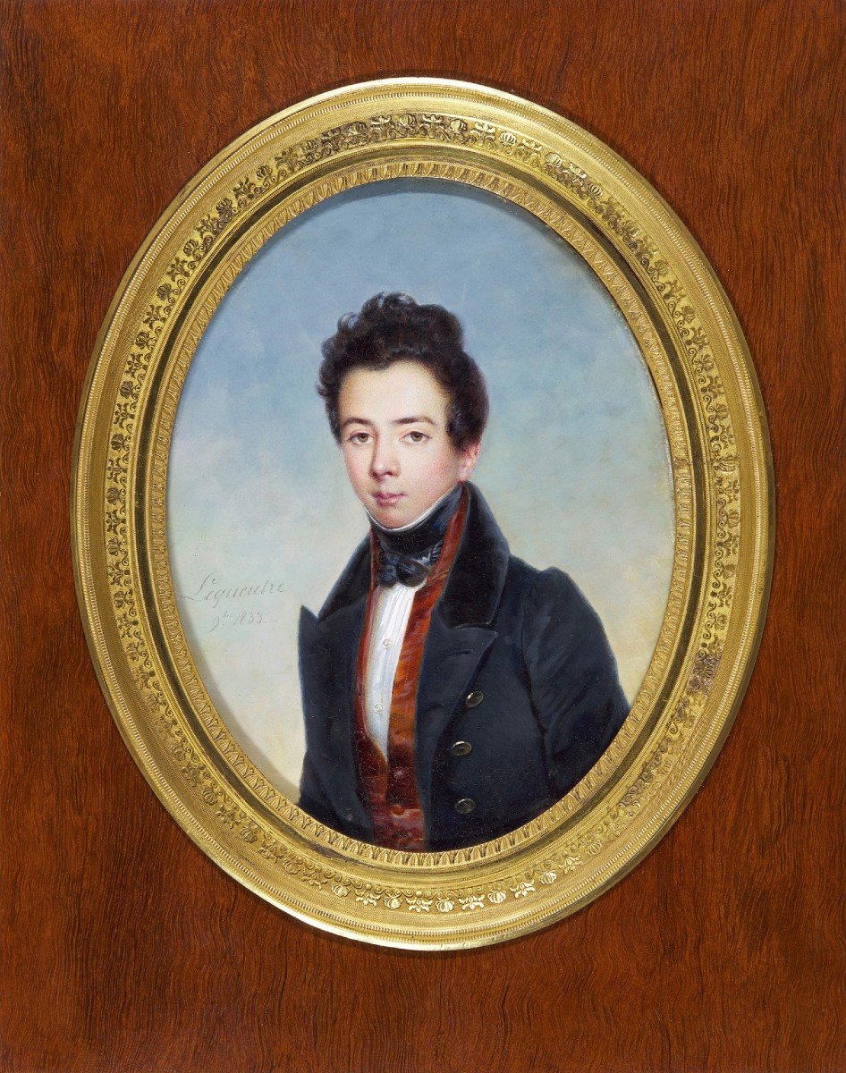 Joseph Hippolyte Lequeutre (1793-1877) Portrait de jeune homme Dunkerque Miniature