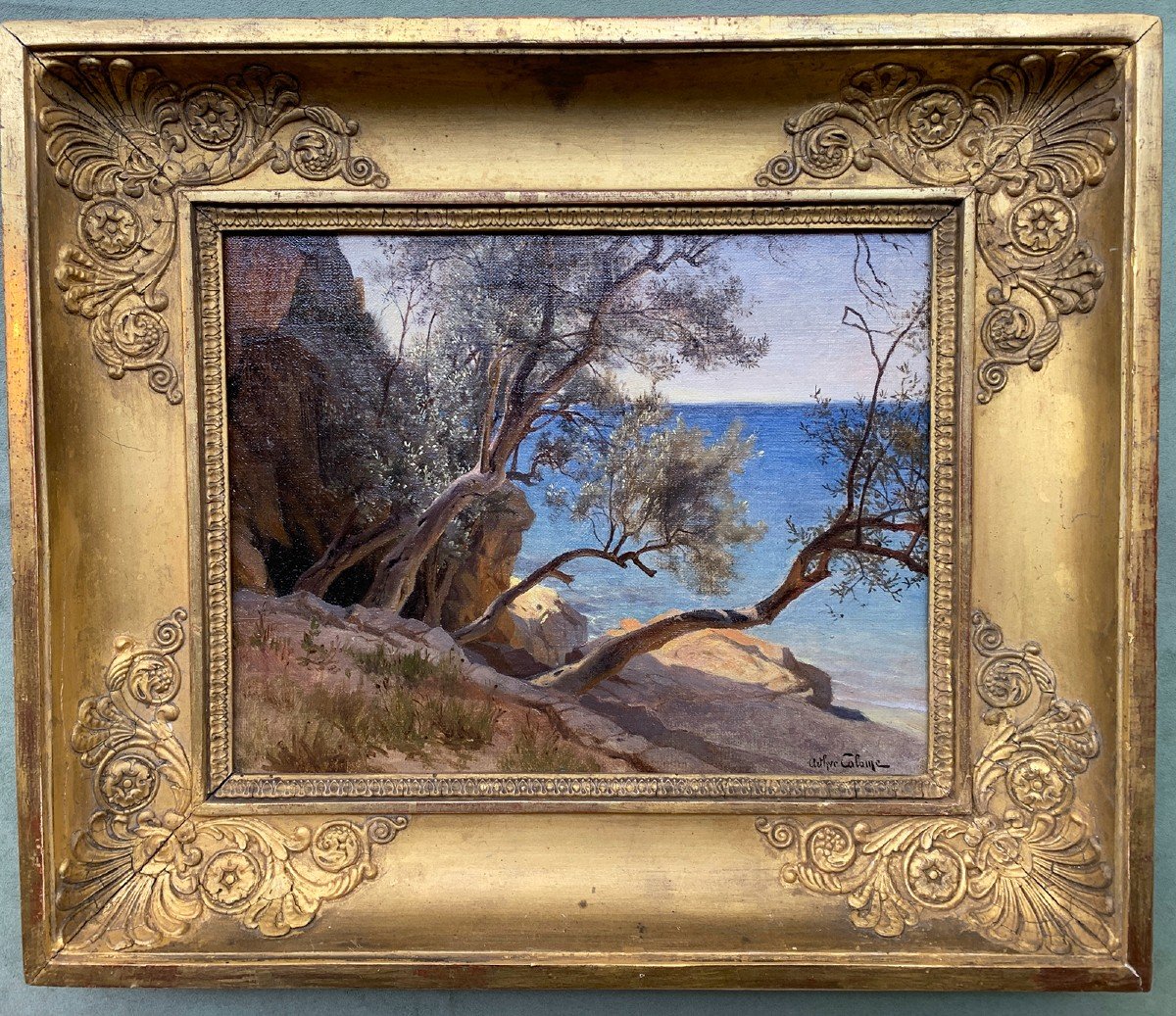 Arthur Calame (1843-1919) Mediterranean Shore, Probably The French Riviera-photo-4