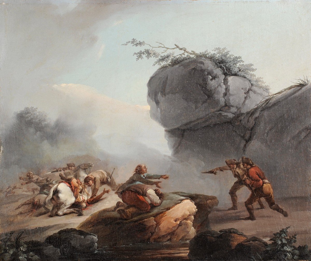 Batailles de brigands - Attribué à Jacques Bertaux (c.1745-1818)-photo-2