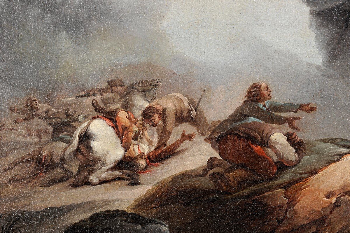 Batailles de brigands - Attribué à Jacques Bertaux (c.1745-1818)-photo-2